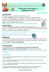 Citoyenneté, droits civiques et politiques, droit civil - Cours, Leçon - EMC : Primaire 5 - PDF à imprimer