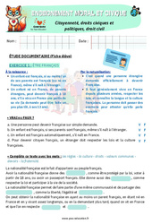 Citoyenneté, droits civiques et politiques, droit civil - Exercices - EMC : Primaire 5 - PDF à imprimer