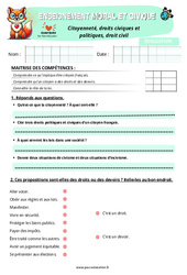 Citoyenneté, droits civiques et politiques, droit civil - Examen Evaluation - EMC : Primaire 5 - PDF à imprimer