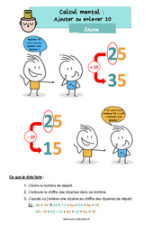 Ajouter ou enlever 10 - Cours, Leçon : Primaire 2 - PDF à imprimer