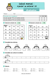 Ajouter ou enlever 10 - Examen Evaluation : Primaire 2 - PDF à imprimer