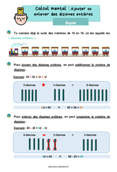 Ajouter ou enlever des dizaines entières - Cours, Leçon : Primaire 2 - PDF à imprimer