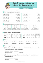 Ajouter ou enlever des dizaines entières - Exercices : Primaire 2 - PDF à imprimer