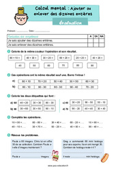 Ajouter ou enlever des dizaines entières - Examen Evaluation : Primaire 2 - PDF à imprimer