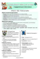 L'engagement pour le bien commun - Séquence - Fiche de préparation - EMC : Primaire 3 - PDF à imprimer