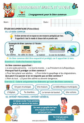 L'engagement pour le bien commun - Exercices - EMC : Primaire 3 - PDF à imprimer