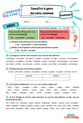 Connaître le genre des noms communs - Exercices Pas à Pas : Primaire 3 - PDF à imprimer