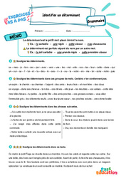 Identifier un déterminant - Exercices Pas à Pas : Primaire 3 - PDF à imprimer