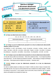 Identifier et distinguer les déterminants démonstratifs et les déterminants possessifs - Exercices Pas à Pas : Primaire 3 - PDF à imprimer