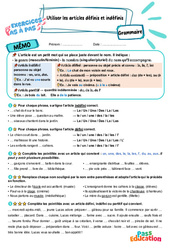 Utiliser les articles définis et indéfinis - Exercices Pas à Pas : Primaire 3 - PDF à imprimer