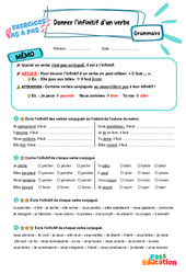 Donner l’infinitif d’un verbe - Exercices Pas à Pas : Primaire 3 - PDF à imprimer
