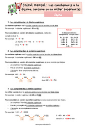 Les compléments à la dizaine, centaine ou au millier supérieur(e) - Cours, Leçon : Primaire 4 - PDF à imprimer