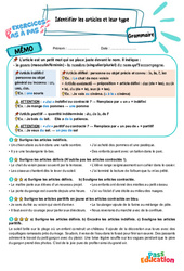 Identifier les articles et leur type - Exercices Pas à Pas : Primaire 5 - PDF à imprimer