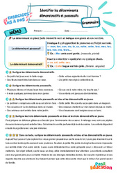 Identifier les déterminants démonstratifs et possessifs - Exercices Pas à Pas : Primaire 5 - PDF à imprimer