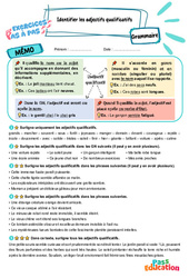 Identifier les adjectifs qualificatifs - Exercices Pas à Pas : Primaire 5 - PDF à imprimer