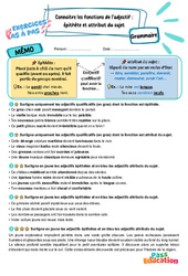 Connaitre les fonctions de l’adjectif - Fiches épithète et attribut du sujet - Exercices Pas à Pas : Primaire 5 - PDF à imprimer