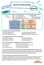 Identifier les pronoms personnels - Exercices Pas à Pas : Primaire 5 - PDF à imprimer