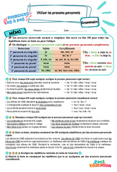Utiliser les pronoms personnels - Exercices Pas à Pas : Primaire 5 - PDF à imprimer