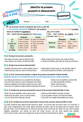 Identifier les pronoms possessifs et démonstratifs - Exercices Pas à Pas : Primaire 5 - PDF à imprimer