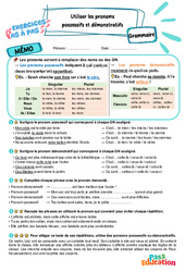 Utiliser les pronoms possessifs et démonstratifs - Exercices Pas à Pas : Primaire 5 - PDF à imprimer