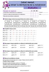 Utiliser la distributivité de la multiplication - Examen Evaluation : Primaire 4 - PDF à imprimer