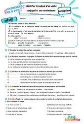 Identifier le radical d’un verbe conjugué et ses terminaisons - Exercices Pas à Pas : Primaire 6 - PDF à imprimer