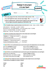 Employer le sens propre et le sens figuré - Exercices Pas à Pas : Primaire 5 - PDF à imprimer