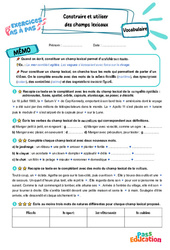 Construire et utiliser des champs lexicaux - Exercices Pas à Pas : Primaire 5 - PDF à imprimer