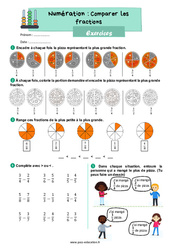Comparer des fractions - Exercices : Primaire 2 - PDF à imprimer