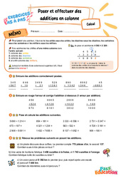 Poser et effectuer des additions en colonne - Exercices Pas à Pas : Primaire 3 - PDF à imprimer