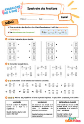 Soustraire des fractions - Exercices Pas à Pas : Primaire 3 - PDF à imprimer