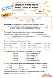 Comprendre et utiliser les mots facteur, produit et multiple - Exercices Pas à Pas : Primaire 3 - PDF à imprimer