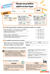 Résoudre des problèmes additifs en deux étapes - Exercices Pas à Pas : Primaire 3 - PDF à imprimer