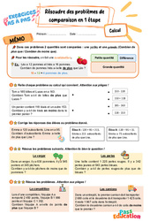 Résoudre des problèmes de comparaison en 1 étape - Exercices Pas à Pas : Primaire 3 - PDF à imprimer