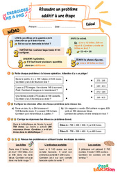 Résoudre un problème additif à une étape - Exercices Pas à Pas : Primaire 3 - PDF à imprimer