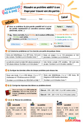 Résoudre un problème additif à une étape pour trouver une des parties - Exercices Pas à Pas : Primaire 3 - PDF à imprimer