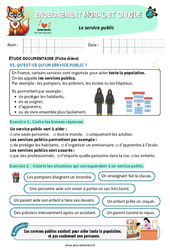 Le service public - Exercices - EMC : Primaire 3 - PDF à imprimer