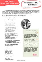 En cette année 1941, Nâzim Hikmet - Littérature : Secondaire 3 - PDF à imprimer