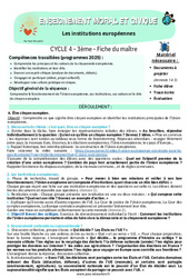 Les institutions européennes - Séquence complète EMC : Secondaire 3 - PDF à imprimer