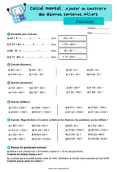 Ajouter ou soustraire des dizaines, centaines, milliers - Exercices : Primaire 4 - PDF à imprimer