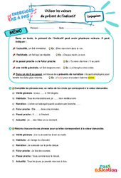 Utiliser les valeurs du présent de l'indicatif - Exercices Pas à Pas : Secondaire 1 - PDF à imprimer