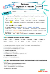 Conjuguer au présent de l'indicatif - Exercices Pas à Pas : Secondaire 1 - PDF à imprimer