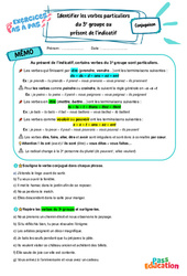 Identifier les verbes particuliers du 3e groupe au présent de l'indicatif - Exercices Pas à Pas : Secondaire 1 - PDF à imprimer