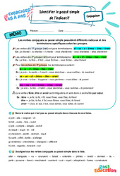 Identifier le passé simple de l'indicatif - Exercices Pas à Pas : Secondaire 1 - PDF à imprimer