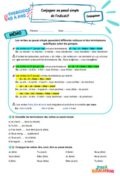 Conjuguer au passé simple de l'indicatif - Exercices Pas à Pas : Secondaire 1 - PDF à imprimer