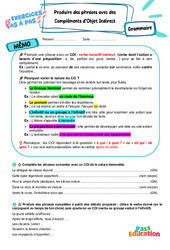 Produire des phrases avec des compléments d’objet indirect (COI) - Exercices Pas à Pas : Secondaire 1 - PDF à imprimer