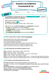 Reconnaitre des compléments circonstanciels de lieu - Exercices Pas à Pas : Secondaire 1 - PDF à imprimer