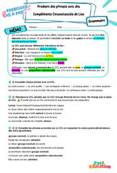 Produire des phrases avec des compléments circonstanciels de lieu - Exercices Pas à Pas : Secondaire 1 - PDF à imprimer