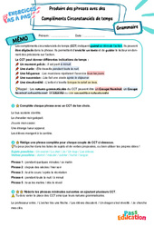 Produire des phrases avec des compléments circonstanciels de temps - Exercices Pas à Pas : Secondaire 1 - PDF à imprimer