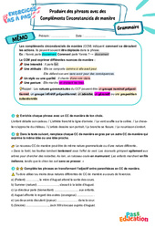 Produire des phrases avec des compléments circonstanciels de manière - Exercices Pas à Pas : Secondaire 1 - PDF à imprimer